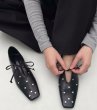 画像11: Women's Lace-up studded leather flats ballerina pumps 　 レースアップスタッズレザーフラットパンプスバレリーナシューズシューズ (11)