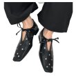 画像1: Women's Lace-up studded leather flats ballerina pumps 　 レースアップスタッズレザーフラットパンプスバレリーナシューズシューズ (1)