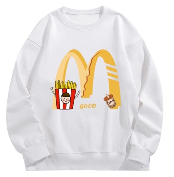 画像1: Unisex round neck french fries print sweatshirt　男女兼用 ユニセックスフライドポテトプリントラウンドネック スウェットシャツ (1)