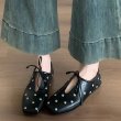 画像9: Women's Lace-up studded leather flats ballerina pumps 　 レースアップスタッズレザーフラットパンプスバレリーナシューズシューズ (9)