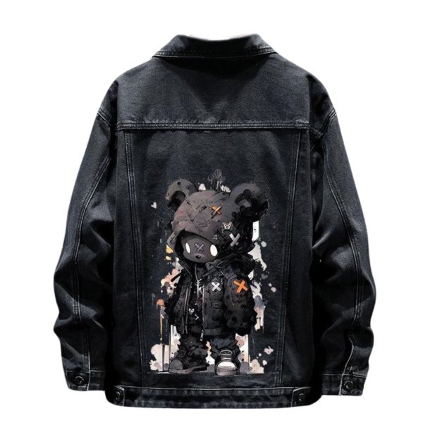 画像1: Violence Bear Print Denim Jacket　ユニセックス 男女兼用バイオレンスベアプリントデニムジャケット Gジャンブルゾン (1)