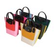 画像1: Nylon color block tote shoulder eco shopping bag　ナイロンカラーブロックトートショルダーエコショッピングバッグ (1)