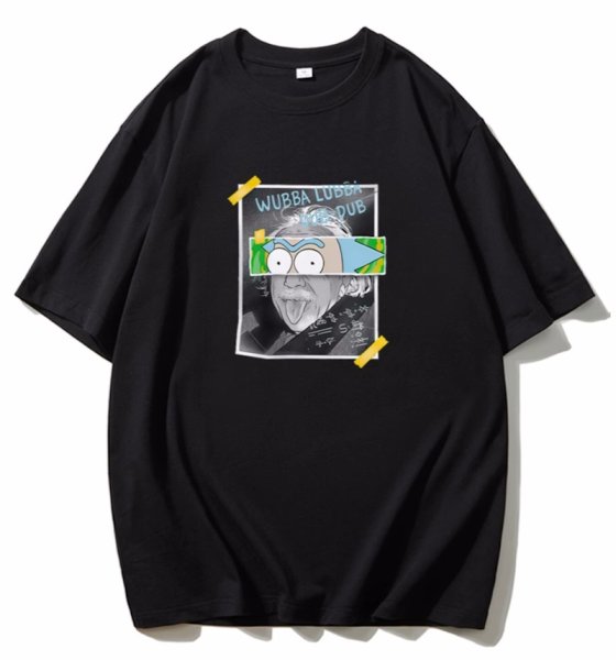 画像1: Unisex Einstein x Rick Short Sleeve T-Shirt　男女兼用ユニセックスアインシュタイン×リックプリントラウンドネック半袖Tシャツ (1)