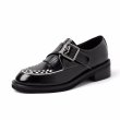 画像1: Women's British George Cox style belt buckle platform round toe leather slip-on loafers shoes 　英国ジョージコックススタイルベルトバックル厚底ラウンドトゥレザースリッポンローファーシューズ (1)