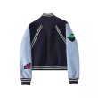 画像2: Clean Hit Embroidered Leather Sleeve Baseball Jacket Stadium Jumper  blouson   ユニセックス 男女兼用クリーンヒット刺繍レザースリーブベースボールジャケットスタジアムジャンパージャケット スタジャン ブルゾン (2)