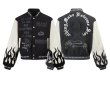 画像4: Jesus embroidered leather sleeve stadium jumper Baseball Jacket  blouson   ユニセックス 男女兼用ジーザス刺繍レザースリーブベースボールジャケットスタジアムジャンパージャケット スタジャン ブルゾン (4)