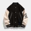 画像5: Color matching letter logo stadium jumper Baseball Jacket  blouson   ユニセックス 男女兼用カラーマッチングレターロゴ＆ナンバーベースボールジャケットスタジアムジャンパージャケット スタジャン ブルゾン (5)