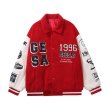 画像2: 1996 Fleece Jacket  coat  blouson   ユニセックス 男女兼用 フリース ムートン ボア ジャケット スタジャン スタジアムジャンパーブルゾン (2)