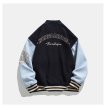 画像2: Color matching letter logo stadium jumper Baseball Jacket  blouson   ユニセックス 男女兼用カラーマッチングレターロゴ＆ナンバーベースボールジャケットスタジアムジャンパージャケット スタジャン ブルゾン (2)