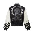 画像3: Jesus embroidered leather sleeve stadium jumper Baseball Jacket  blouson   ユニセックス 男女兼用ジーザス刺繍レザースリーブベースボールジャケットスタジアムジャンパージャケット スタジャン ブルゾン (3)