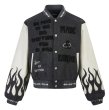 画像6: Jesus embroidered leather sleeve stadium jumper Baseball Jacket  blouson   ユニセックス 男女兼用ジーザス刺繍レザースリーブベースボールジャケットスタジアムジャンパージャケット スタジャン ブルゾン (6)