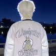 画像3: Oversized Rabbit embroideryJumper jacket baseball uniform jacket blouson　ユニセックス男女兼用 ラビット ウサギ 刺繍ジャケットスタジアムジャンパー スタジャン ブルゾンジャケット (3)