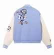 画像4: Flocking embroidered stadium jumper Baseball Jacket  blouson   ユニセックス 男女兼用フロッキング刺繍ベースボールジャケットスタジアムジャンパージャケット スタジャン ブルゾン (4)