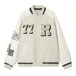 画像2: Oversized Rabbit embroideryJumper jacket baseball uniform jacket blouson　ユニセックス男女兼用 ラビット ウサギ 刺繍ジャケットスタジアムジャンパー スタジャン ブルゾンジャケット (2)