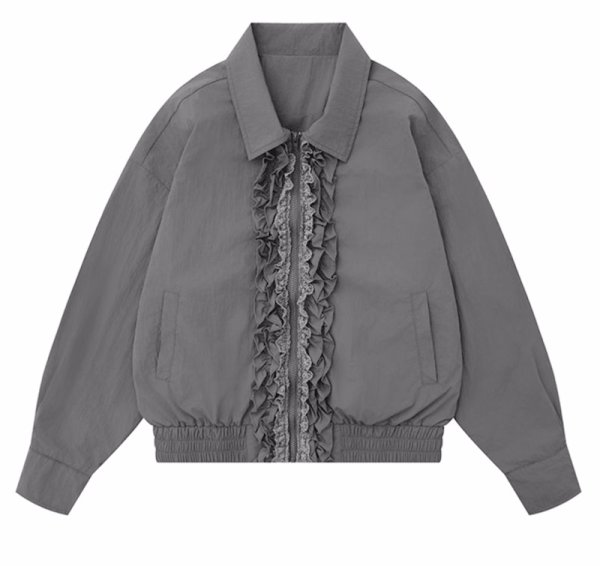 画像1: Frill zip-up jacket blouse　フリルジップアップジャケット　ブラウス (1)