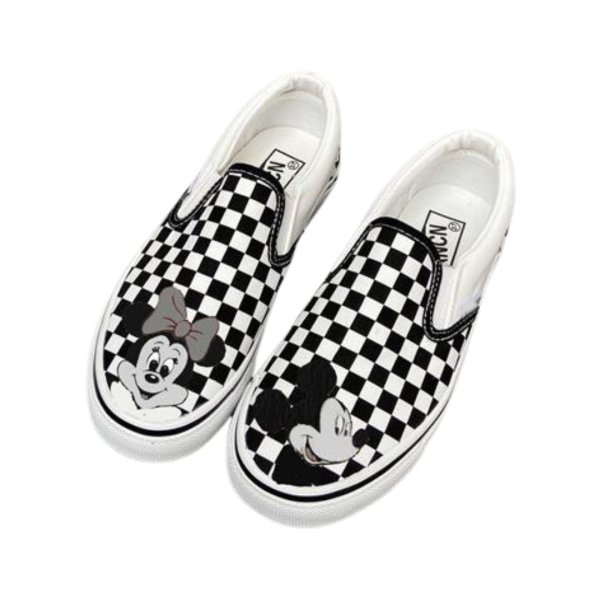 画像1: Unisex DISNEY Mickey slip-on sneaker shoes ミッキー ディズニー チェッカー スリッポン スニーカーシューズ (1)