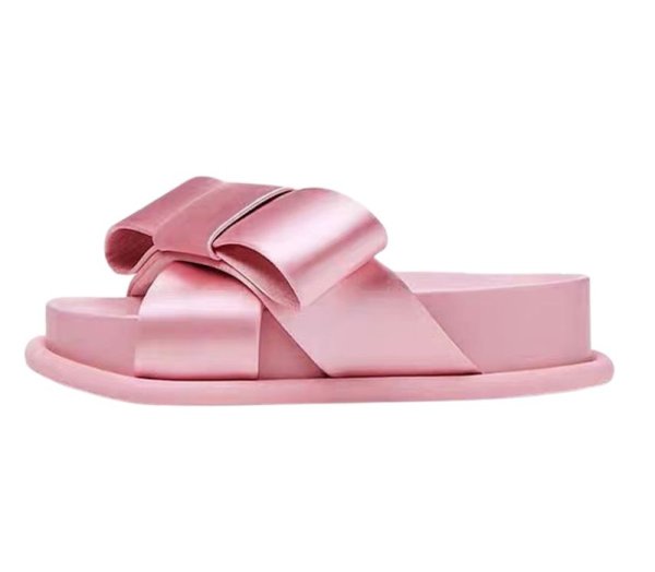 画像1: Big ribbon platform slippers sandals 　ビッグリボンプラットフォーム厚底サンダルスリッパ (1)