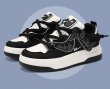 画像4: Unisex Ukiyo-e Wave Print Lace-up Leather Sneakers shoes ユニセックス 男女兼用浮世絵波プリントレザー レースアップスニーカー (4)