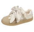 画像1: Women's Big ribbon lace-up leather platform sneakers ビッグリボンレザー レースアップスニーカーシューズ (1)