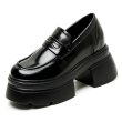 画像1: Women's patent leather with chunky platform sole loafers  本革 パテントレザー 厚底 プラットフォーム チャンキーソール ローファー 小さいサイズあり (1)