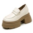 画像2: Women's patent leather with chunky platform sole loafers  本革 パテントレザー 厚底 プラットフォーム チャンキーソール ローファー 小さいサイズあり (2)