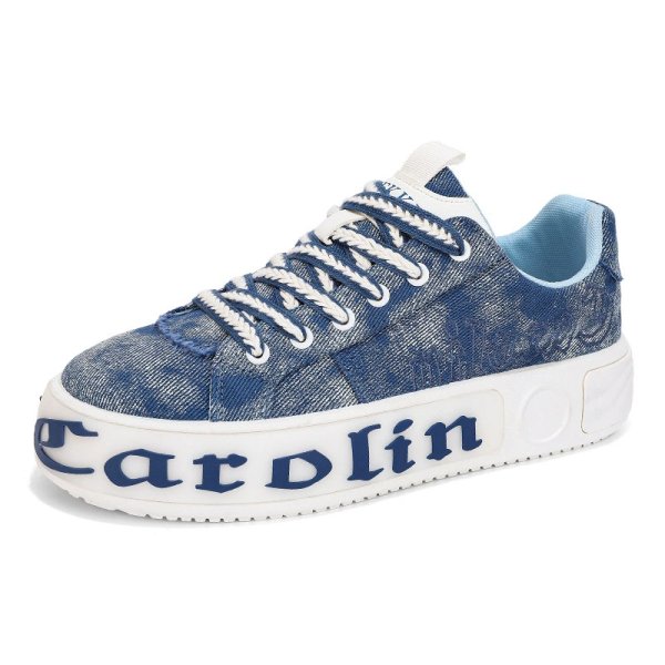 画像1: Unisex Tie-dye canvas platform lace-up sneakers shoes  ユニセックス 男女兼用タイダイキャンバス厚底レースアップスニーカー (1)