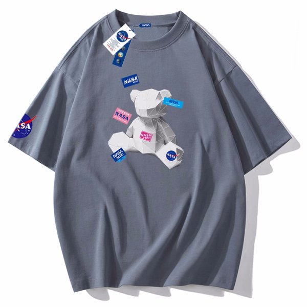 画像1: NASA x 3D Bear Round Neck T-Shirt   ユニセックス男女兼用3Dベア熊プリント半袖 Tシャツ (1)