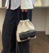 画像4: Linen Canvas & Leather Quilted Point Portable Bucket Tote Shoulder Backpack Bag　男女兼用ユニセックスリネンキャンバス&レザーキルティングポイントバッグ付きポータブルバケットトートショルダーバックパックバッグ (4)