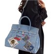 画像6: Unisex Mile Patchwork Denim Tote Shoulder Bag　スマイルパッチワーク付きデニムトートショルダーバッグ (6)