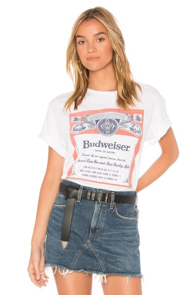 画像1: Budweiser Edition Logo T-Shirt ユニセックス男女兼用 ヴィンテージ加工 バドワイザー プリント 半袖Tシャツ (1)