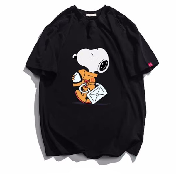 画像1: snoopy astronaut print　 ユニセックス 男女兼用宇宙飛行士スヌーピープリント 半袖Tシャツ (1)