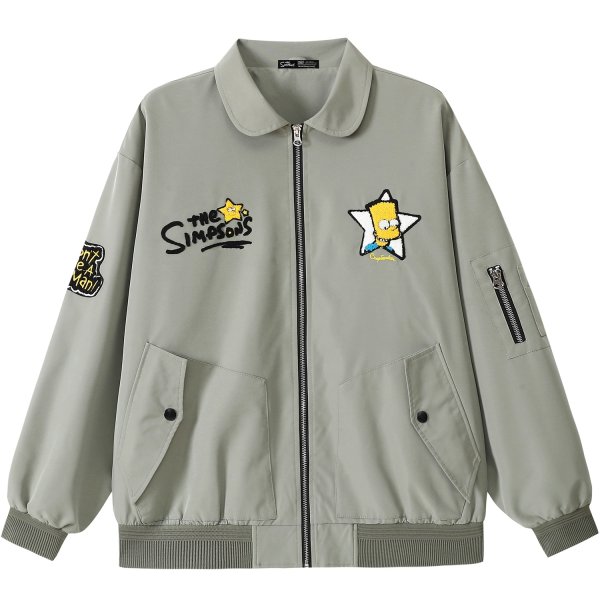 画像1: Unisex The Simpsons Bart Simpson Embroidered Pilot Jacket blouson   ユニセックス 男女兼用ザ・シンプソンズバートシンプソン刺繍 パイロットジャケット ブルゾン (1)