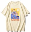 画像1: Ukiyo-e Surf Dog Round Neck T-Shirt   ユニセックス男女兼用浮世絵サーフドッグプリント半袖 Tシャツ (1)