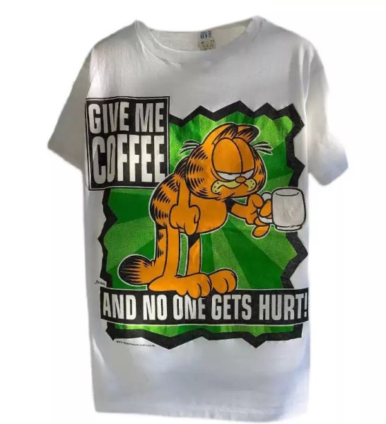 画像1: vintage garfield printshort sleeve  Round Neck T-Shirt   ユニセックス男女兼用ヴィンテージガーフィールドプリント半袖 Tシャツ (1)