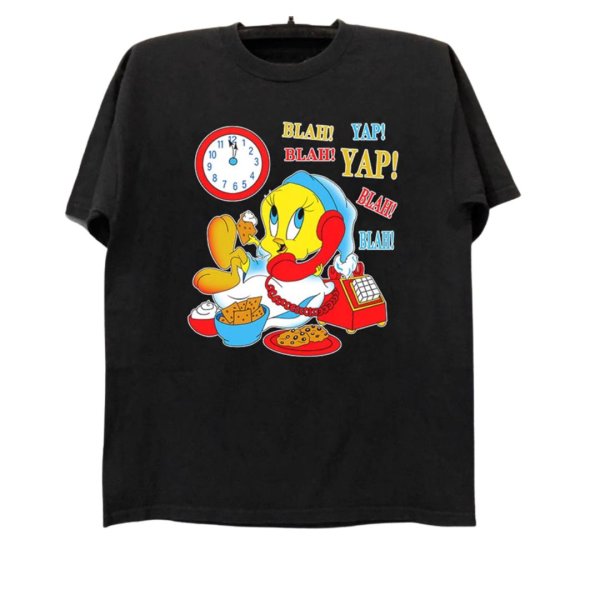 画像1: unisex Tweety Vintage Style Print Short Sleeve T-Shirt　トゥイーティーヴィンテージスタイルプリントラウンドネック Tシャツ ユニセックス 男女兼用 (1)
