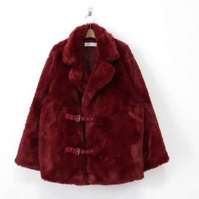 Fake rabbit furcoat Half coat Jacket モコモコフワフワフェイク