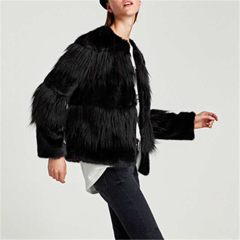 women's Fake Fox Mink Fur Patchwork Jackets coat フェイク ...