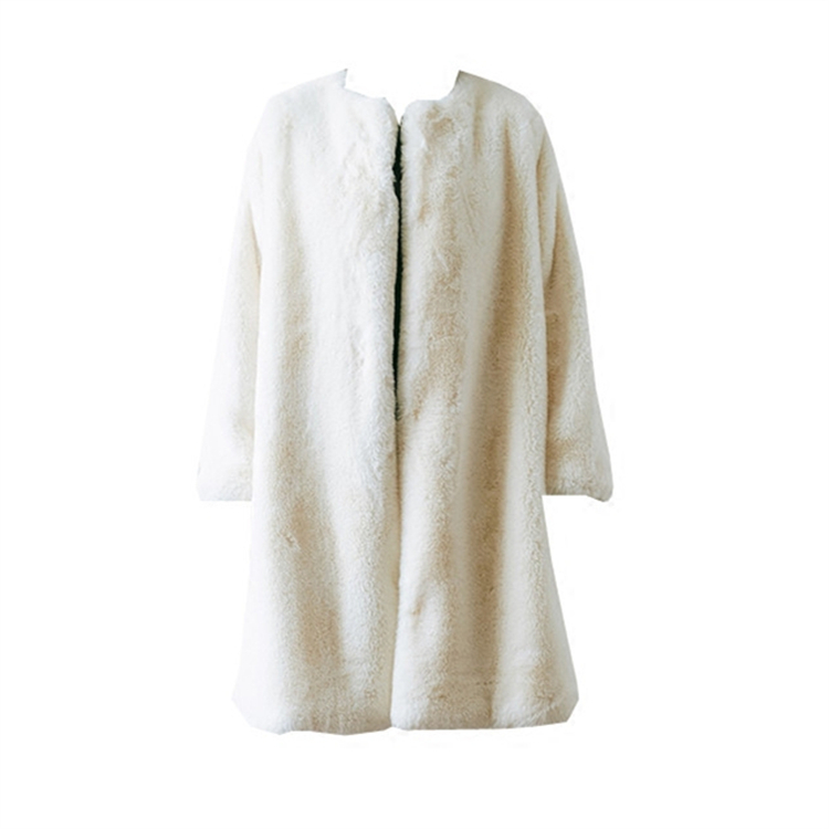 women's fake long paragraph wild plush coat フェイクファーシンプル