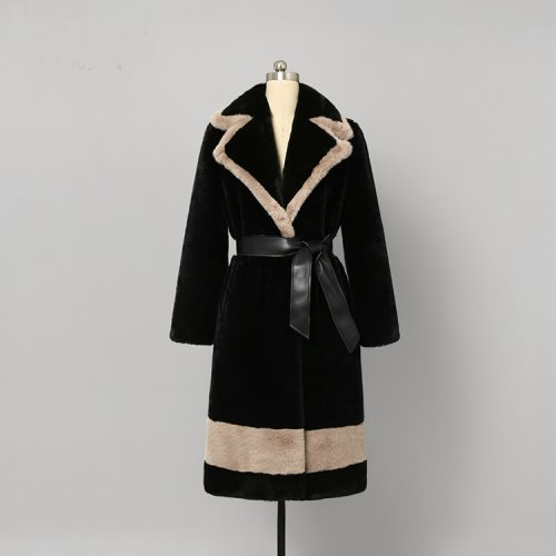 women's Rex Rabbit wool lambs sheepskin cut in long fur coat