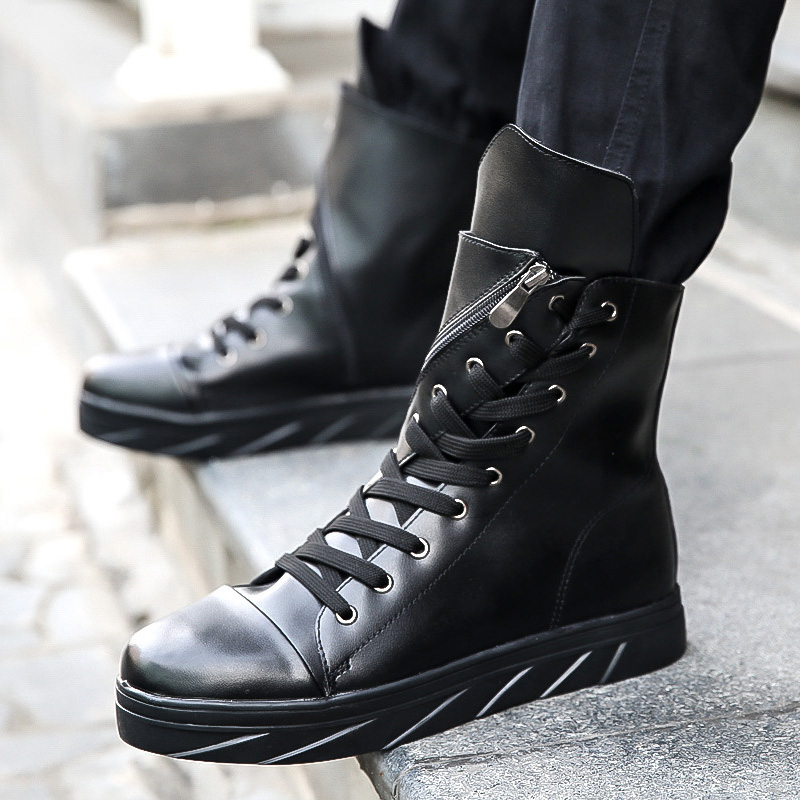 Men's High-cuts shoes sneakers boots メンズ イギリス調ハイカットレザースニーカー ブーツ ロング 編み上げ
