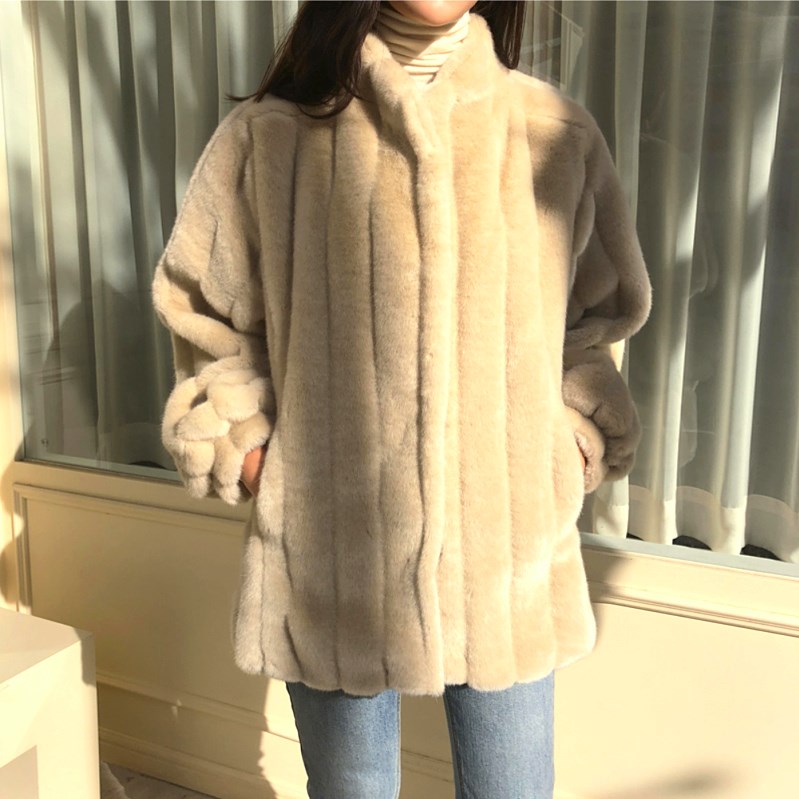 Women's Eco fur imitation fur coat Jacket エコミンクファーコート