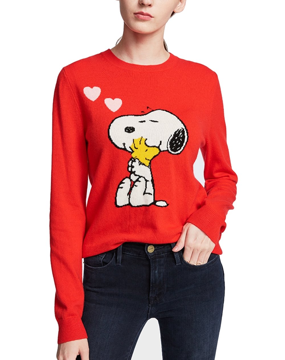 Women S Round Neck Snoopy Character Border Sweater Pullover ラウンドネック スヌーピーセーター プルオーバー