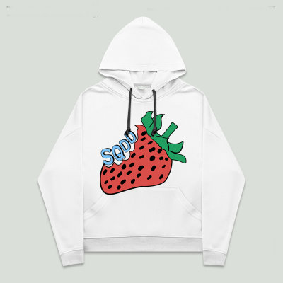 men's big strawberry printing round neck hooded sweater ユニ