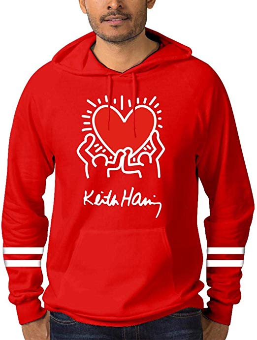 Men S Casual Cotton Keith Haring Logo Novelty Hoodies With Pocket Pullover Hoodies Long Sleeve Hooded Sweatshirtメンズコットンキースヘリングロゴパーカーパーカー スウェットユニセックス男女兼用