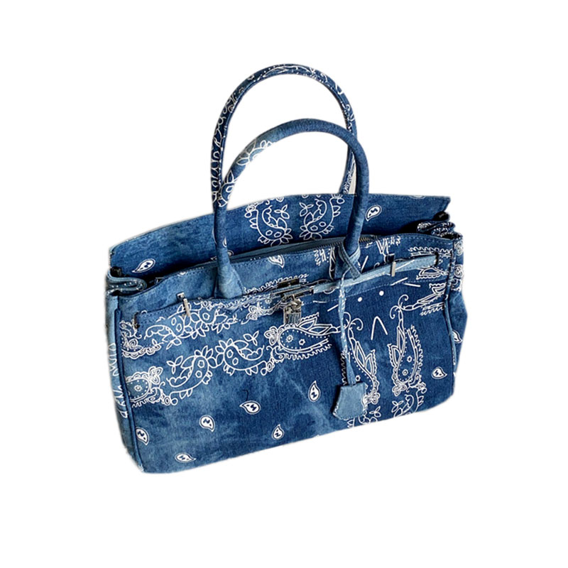 Paisley pattern Birkin style tote bag Messenger bag ユニセックス