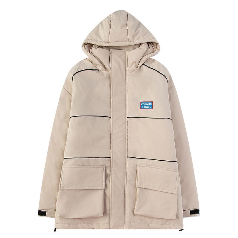 Handsome padded jacket wind padded coat jacket ユニセックス 男女兼用バックロゴ入りポケット