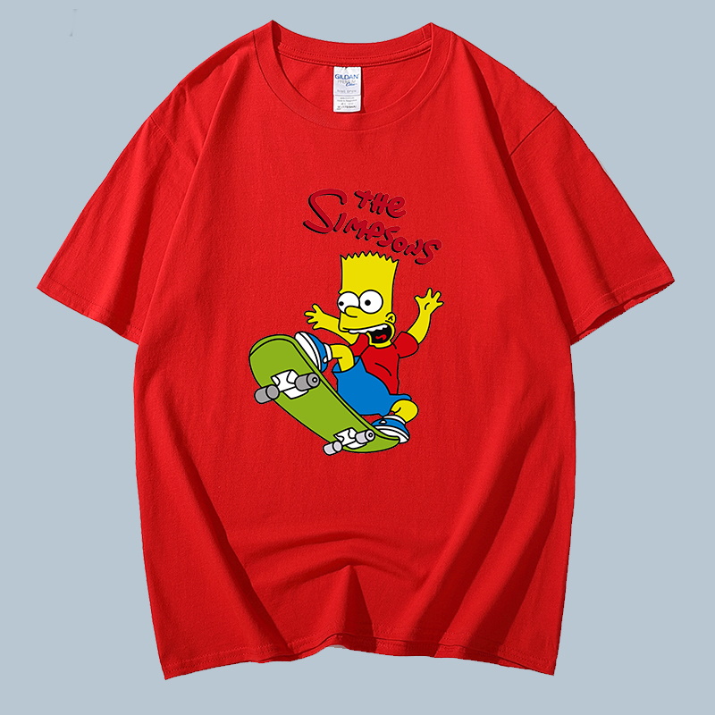 Unisex skateboard Simpson Print cotton short-sleeved T-shirt