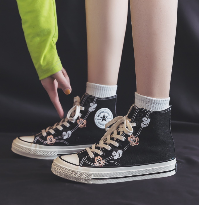 Unisex lace-upMickey canvas High cut & low cut sneakers 男女兼用