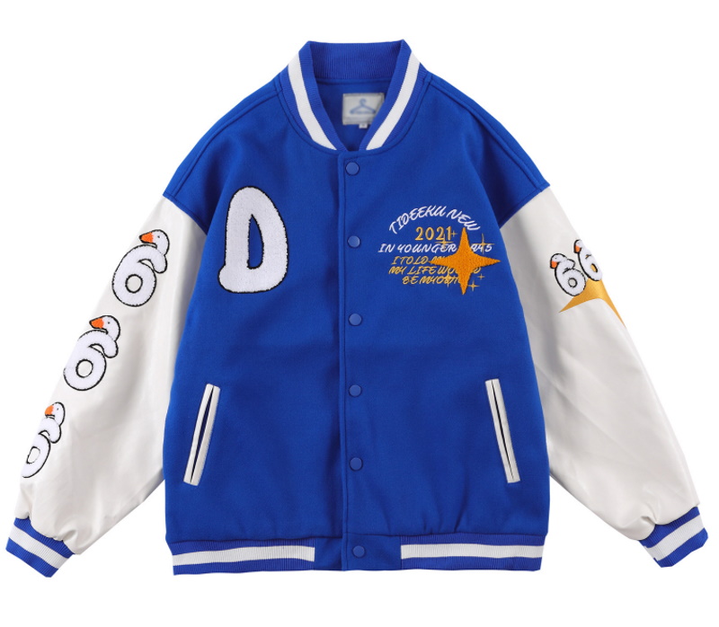 Unisex Hip hop Duck emblem embroidery Jumper Baseball Jacket