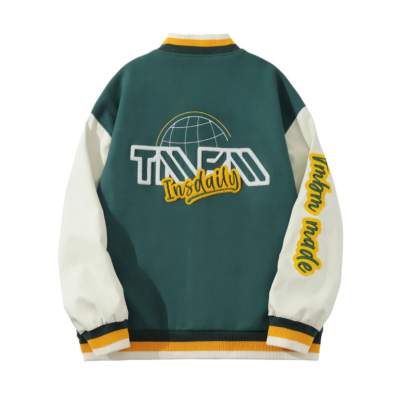 Unisex Hip hop Earth embroidery Jumper Baseball Jacket uniform